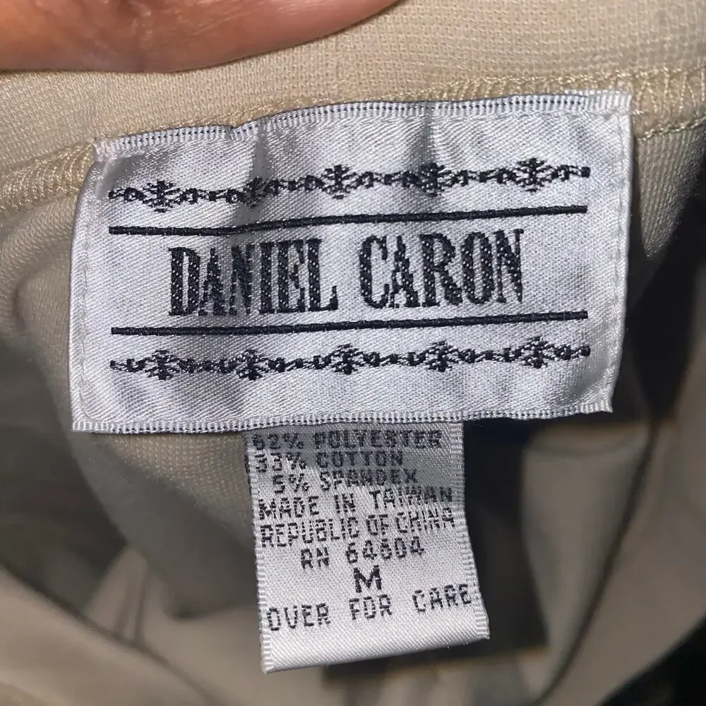 Vintage Daniel Caron Stirrup Tights Elastic Waist pull on Pants medium cream